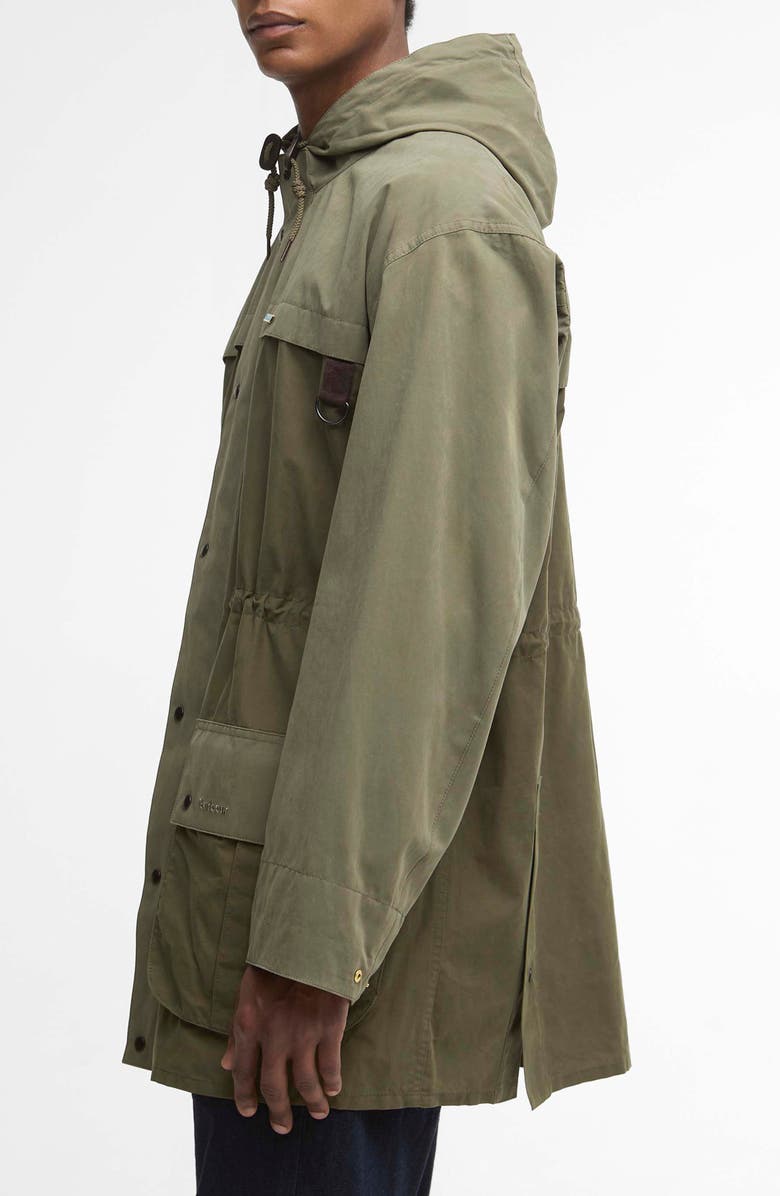 Barbour Icons Durham Waterproof Hooded Raincoat, Alternate, color, Fern