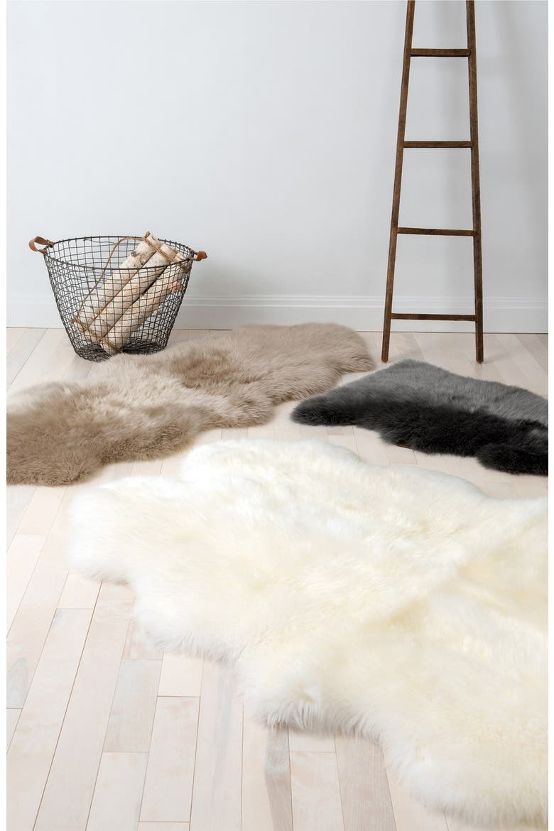 Genuine Shearling Rug, Alternate, color, GREY