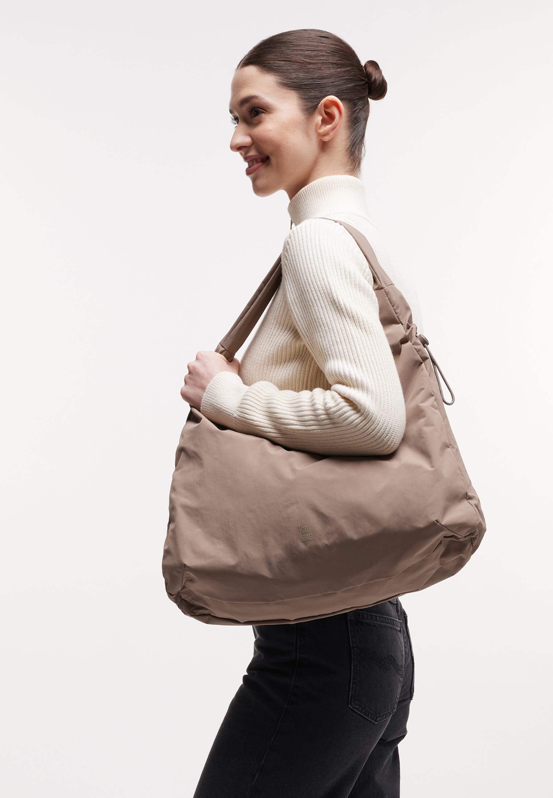 GOT BAG Mellow Bag Recycled Nylon Slouchy Hobo, Alternate, color, Oyster