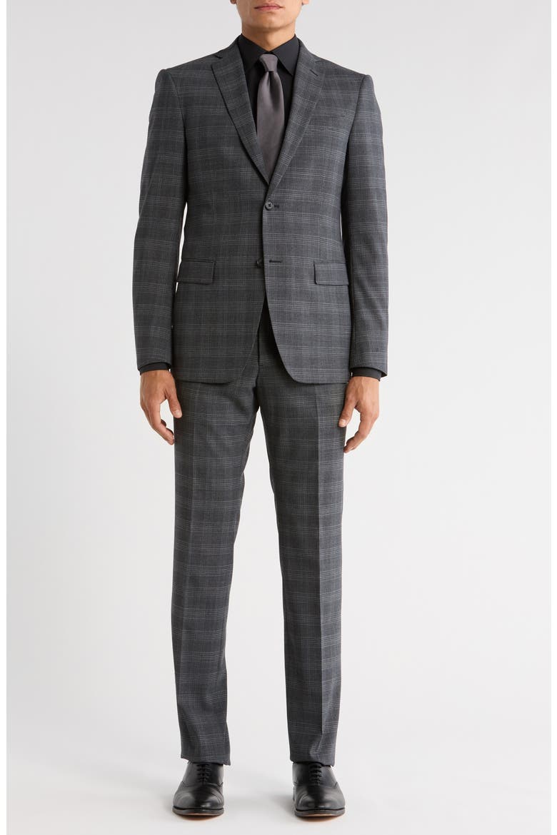 Plaid Wool Blend Suit, Main, color, CHARCOAL