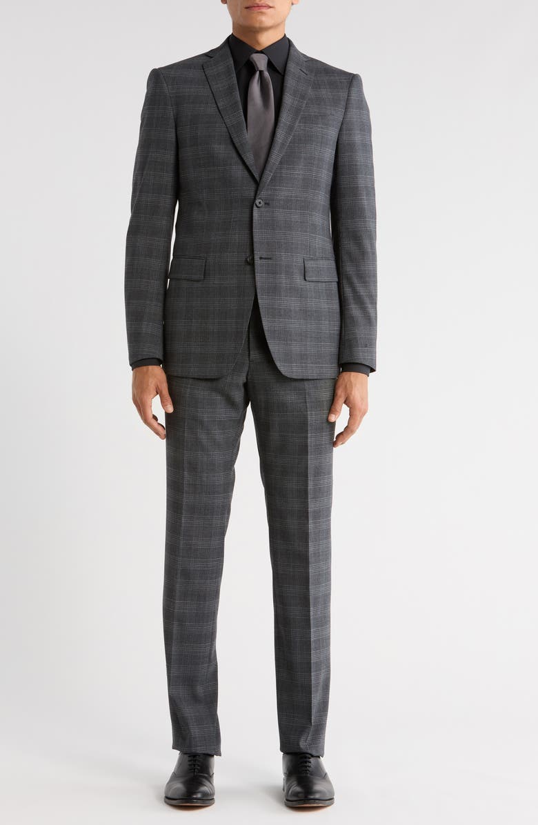 John Varvatos Star USA Plaid Wool Blend Suit, Main, color, Charcoal