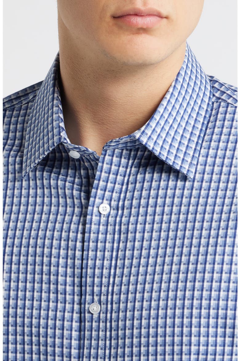 Trim Fit Check Cotton Dress Shirt, Alternate, color, BLUE