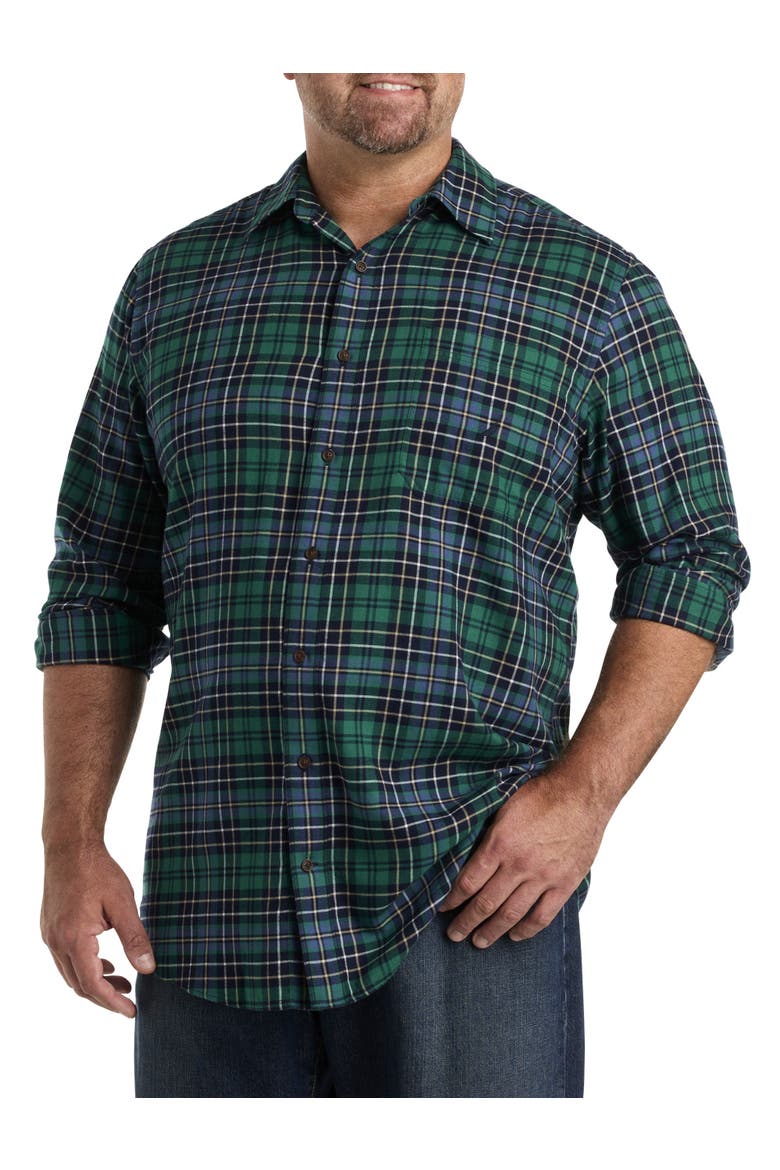 Big & Tall Plaid Sport Shirt, Main, color, NAVY