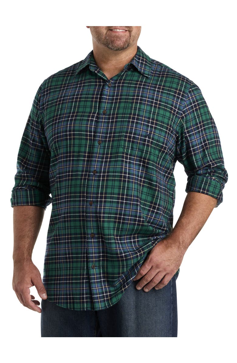 Nautica Big & Tall Plaid Sport Shirt, Main, color, Navy