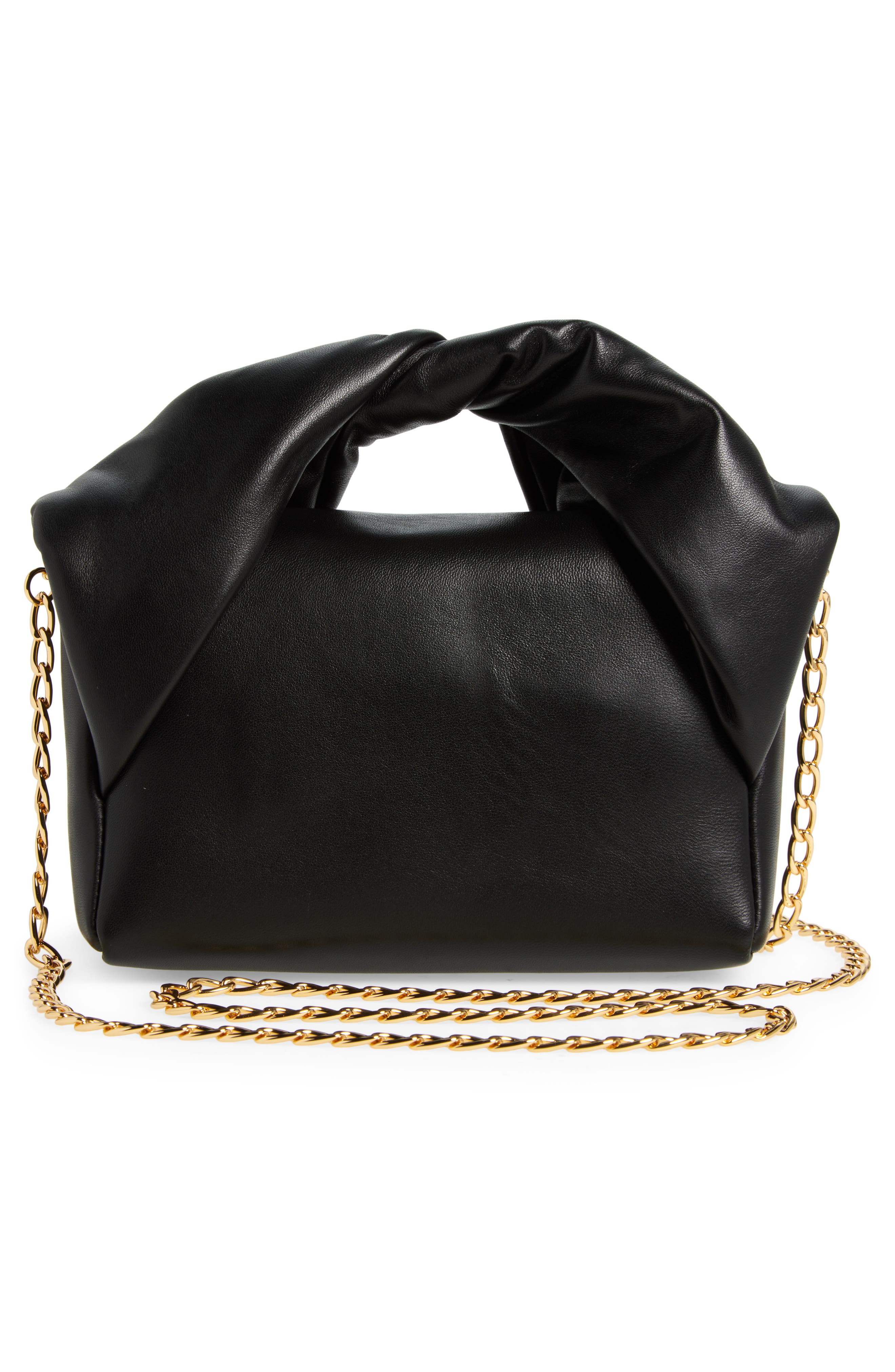 JW Anderson Small Twister Leather Top Handle Bag, Alternate, color, Black