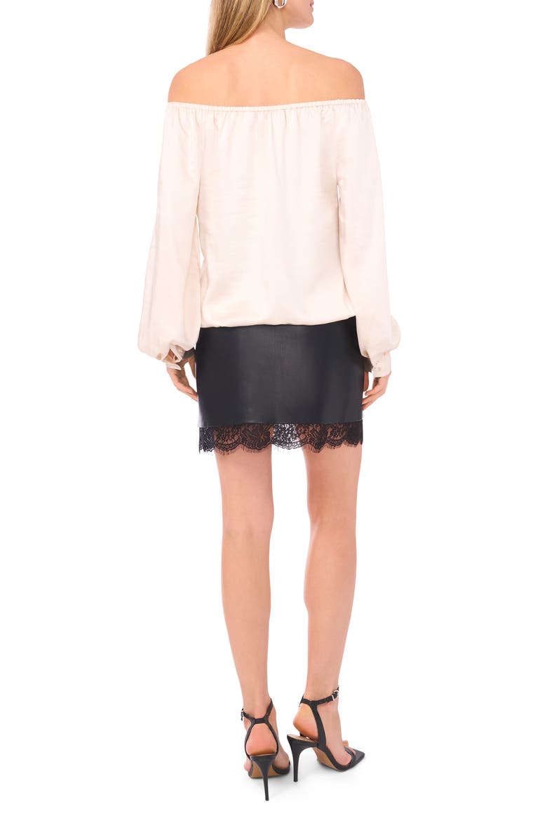 Off the Shoulder Satin Top, Alternate, color, BIRCH