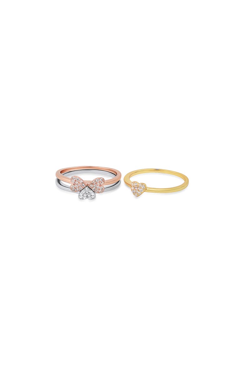 Sterling Silver 3-Piece Tri-Color Ring Set, Alternate, color, SILVER