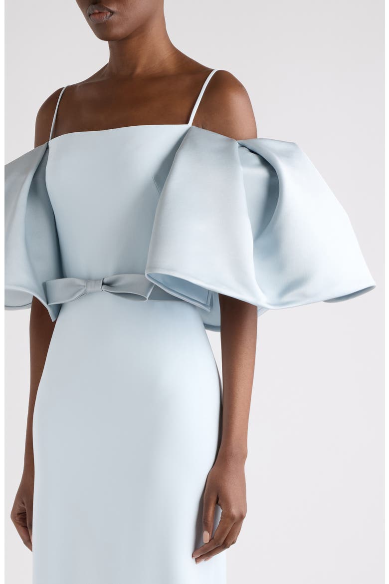 Off the Shoulder Column Gown, Alternate, color, ICE BLUE