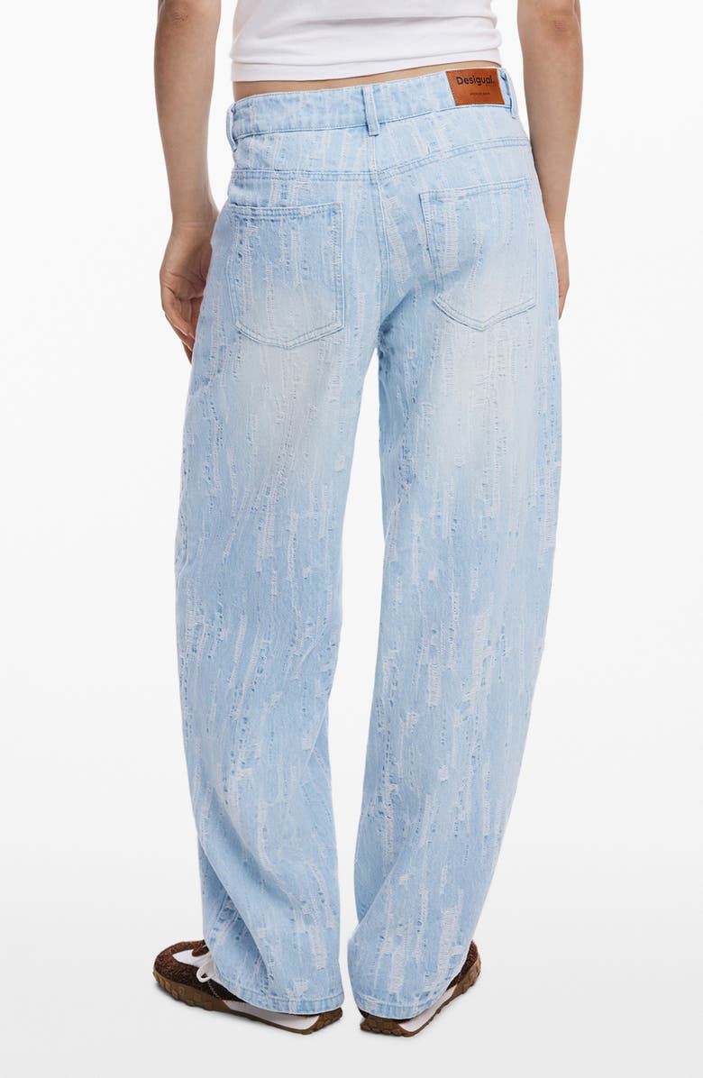 Desigual Distressed Stripe Wide Leg Jeans, Alternate, color, Light Blue
