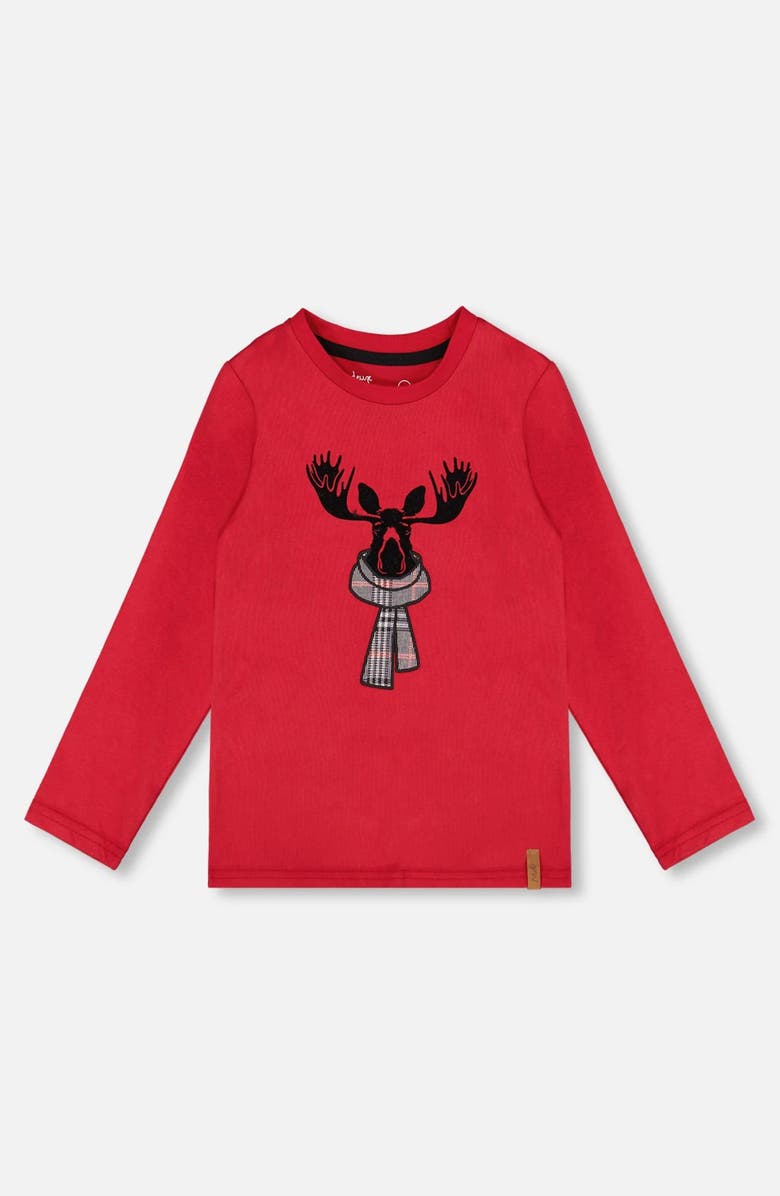 Deux par Deux Jersey T-Shirt with Moose, Main, color, Cherry Red