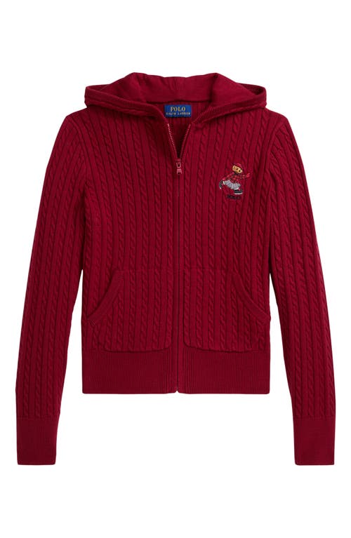 Polo Ralph Lauren Ralph Lauren Polo Bear Cotton Full-zip Sweater In Brown