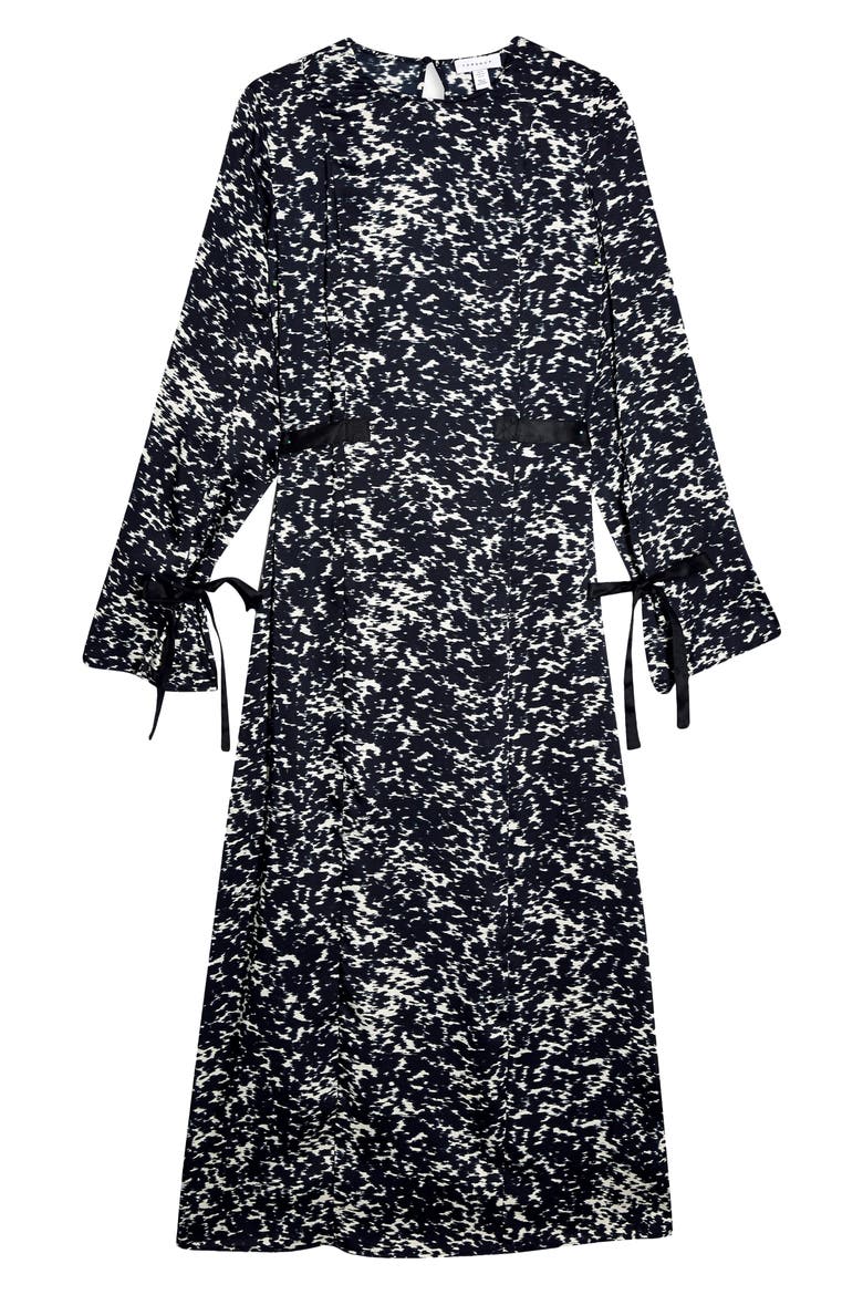 Tie Tent Long Sleeve Midi Dress, Alternate, color, BLACK MULTI