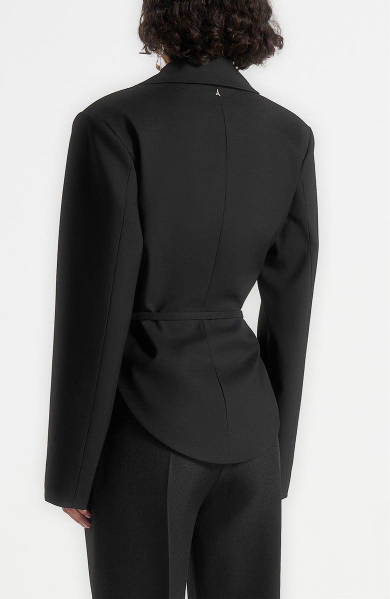 Manière De Voir Yuna Plunge Tailored Blazer With Belt, Alternate, color, Black