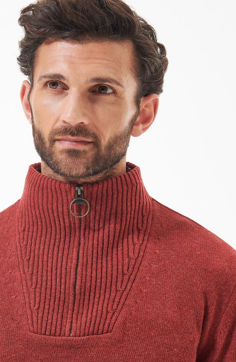 Barbour Nelson Essential Lambswool Half Zip Sweater, Alternate, color, Brick Red