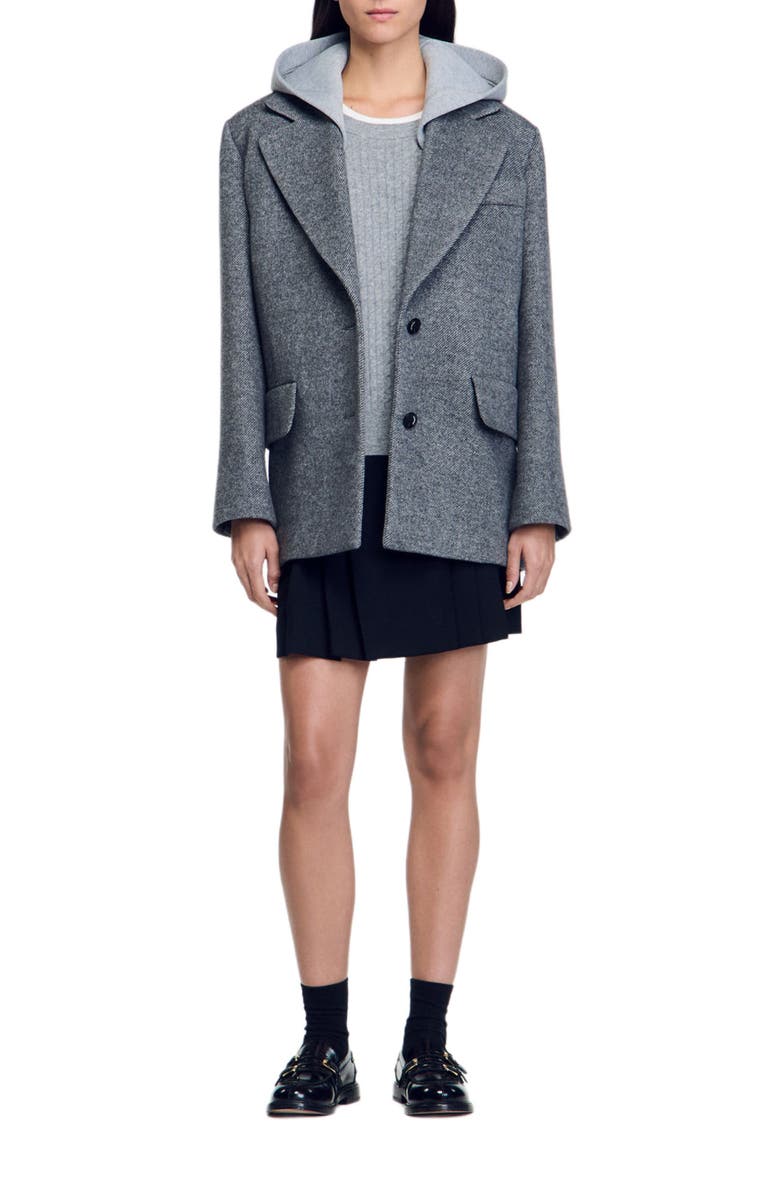 SANDRO Jacket with removable hood, Alternate, color, 