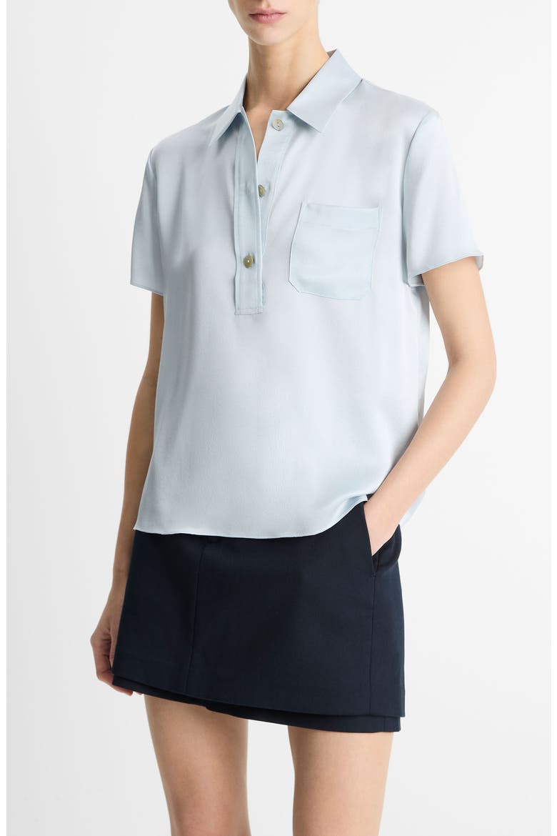Silk Satin Polo, Alternate, color, SKY MIST