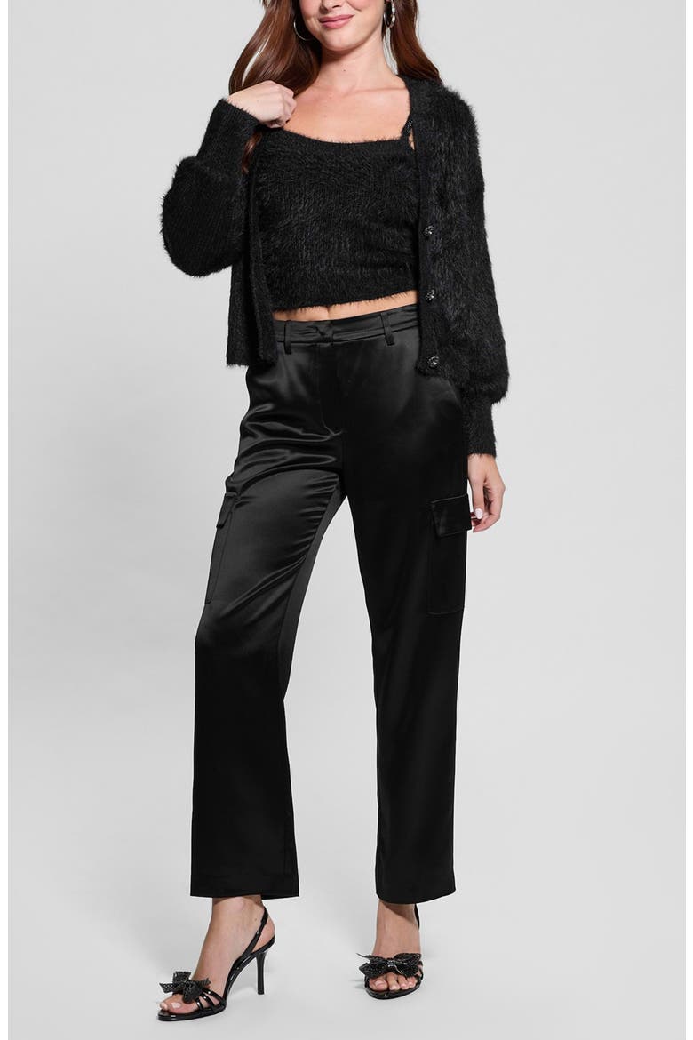 Keyla Fuzzy Cardigan, Alternate, color, BLACK-BLACK