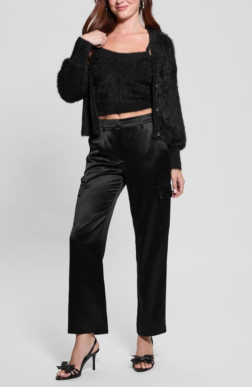 Guess Keyla Fuzzy Cardigan In Black