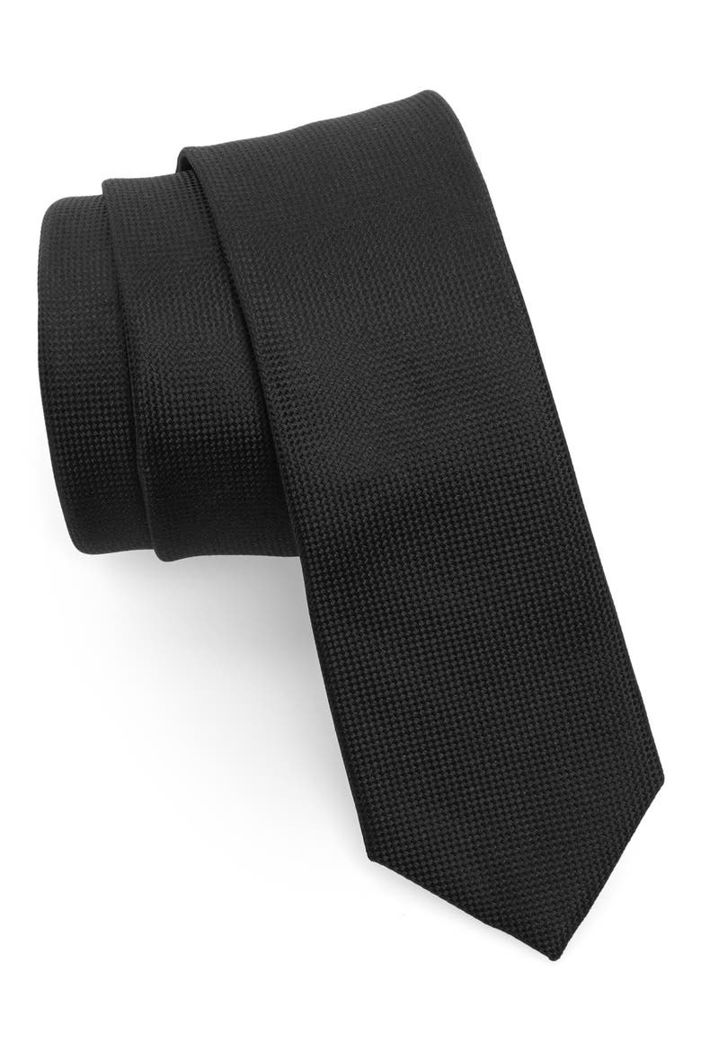 Woven Silk Tie, Main, color, BLACK