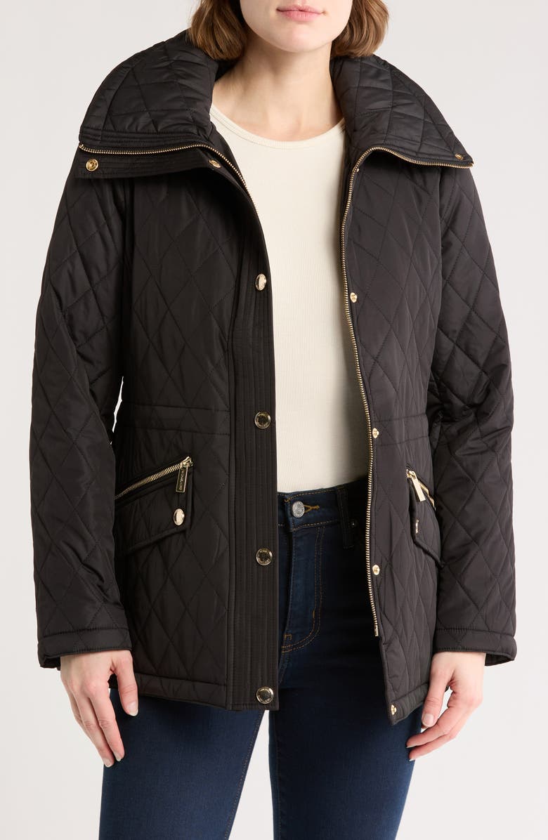 Michael Kors Diamond Quilted Zip Front Jacket, Alternate, color,