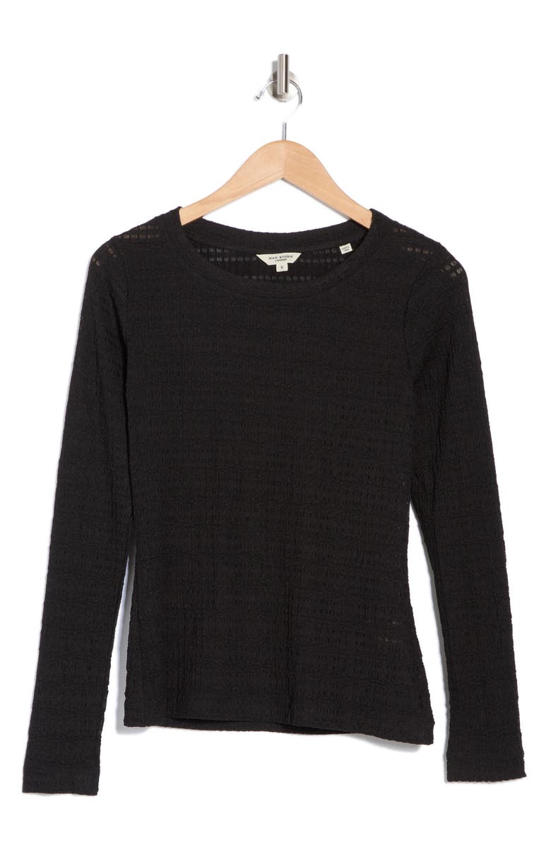 MAX STUDIO Textured Knit Top, Alternate, color, Black