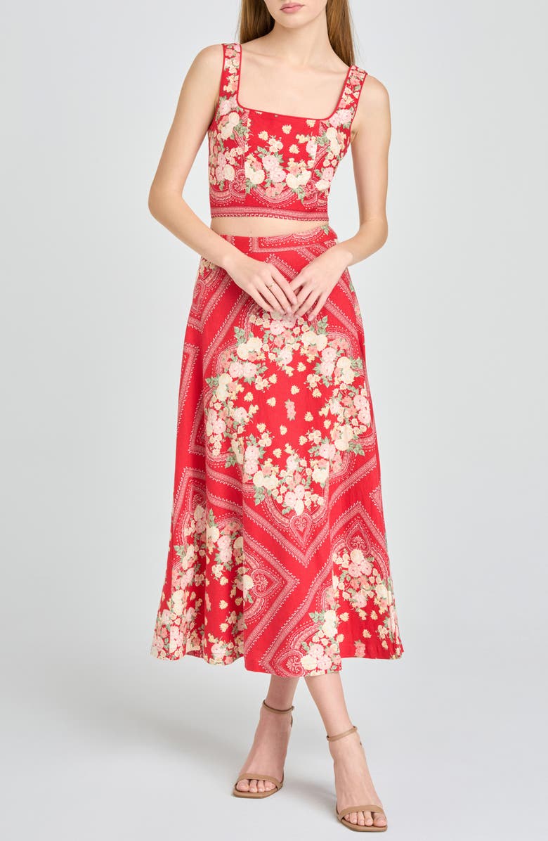 WAYF Edith Linen Blend Crop Top, Alternate, color, Red Scarf