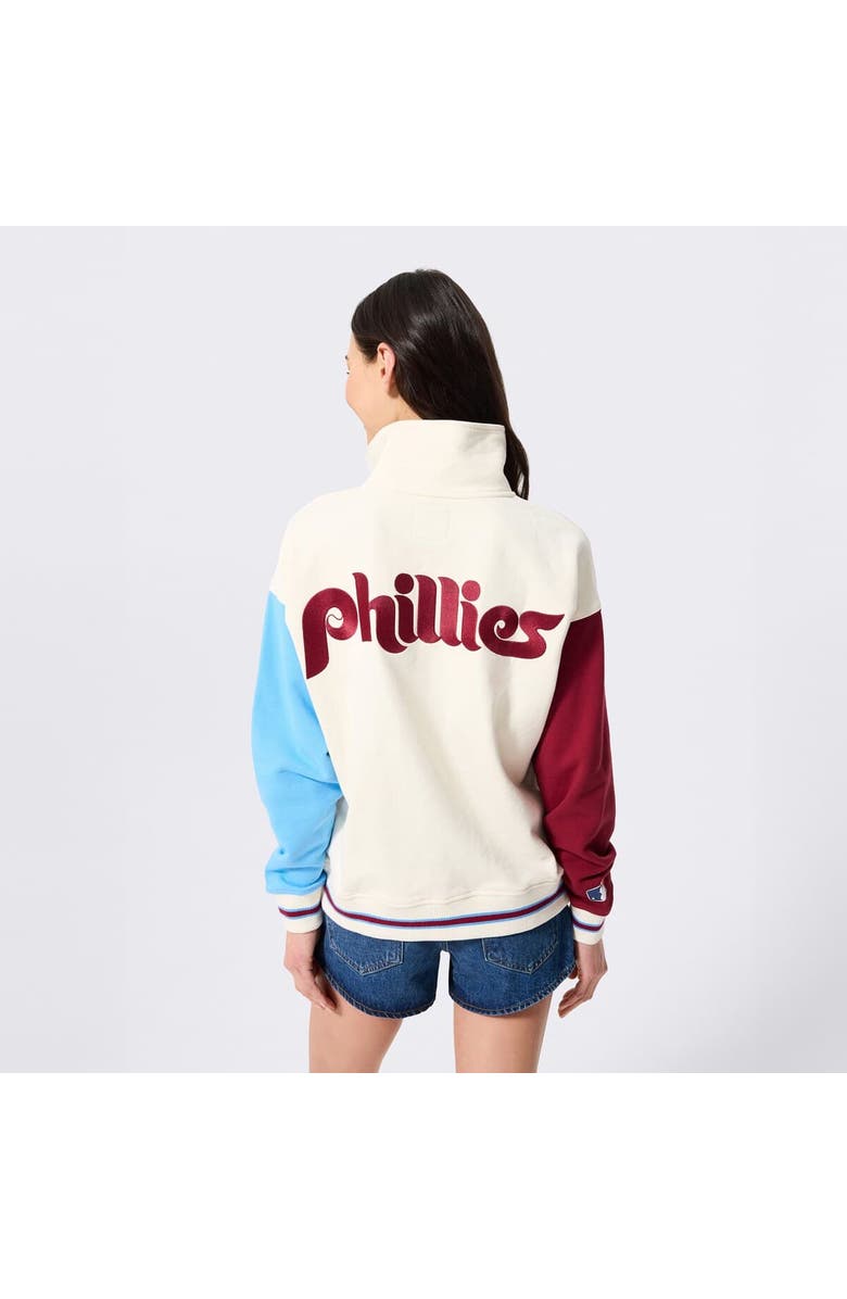 Terez Women's Terez  Cream Philadelphia Phillies Colorblock Quarter-Zip Pullover, Alternate, color, Cream