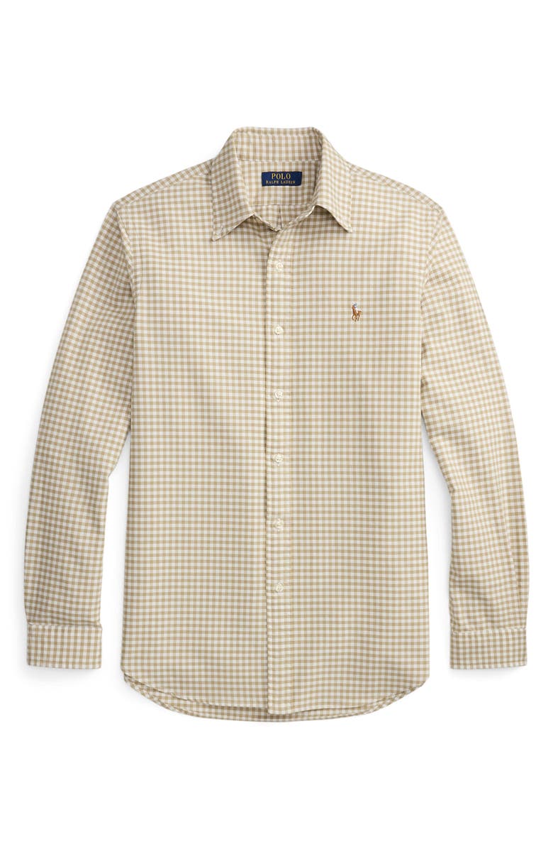 Polo Ralph Lauren Classic Fit Gingham Cotton Button-Down Oxford Shirt, Alternate, color, Coastal Beige/ White