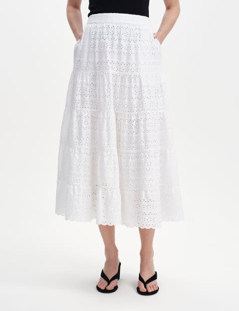 Siobhan Broderie Tiered Midi Skirt