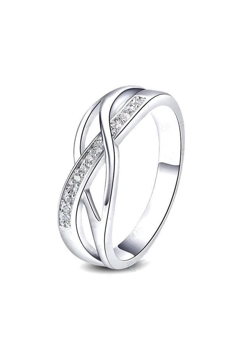 Crystal Braided Ring, Main, color, Silver