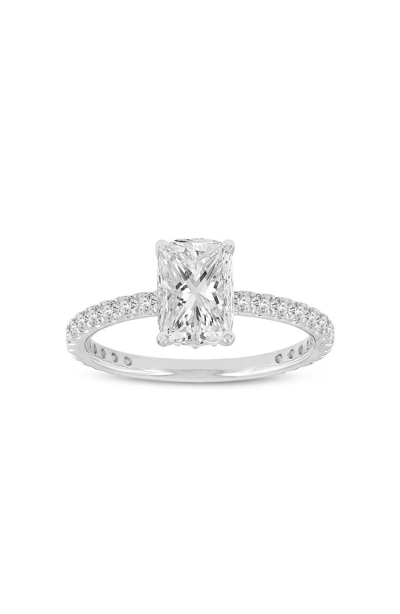 LuvMyJewelry Melina 14K White Gold Cushion Lab Grown Diamond Engagement Ring - 2.0 Ct, Main, color, 14K White Gold