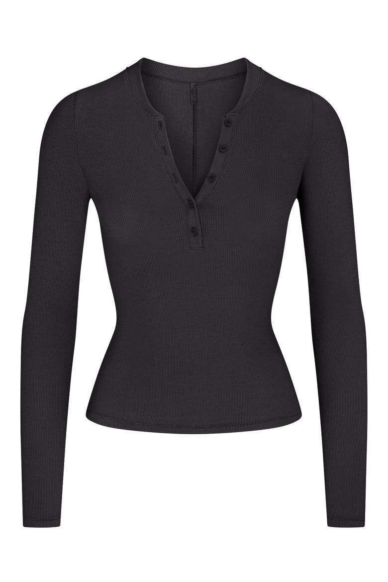 Cotton Rib Scoop Neck Henley, Main, color, SOOT