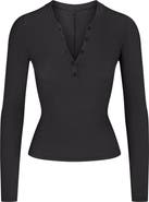SKIMS Cotton Rib Scoop Neck Henley