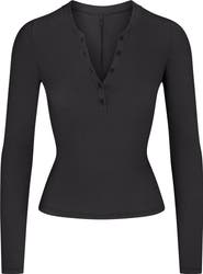 SKIMS Cotton Rib Scoop Neck Henley