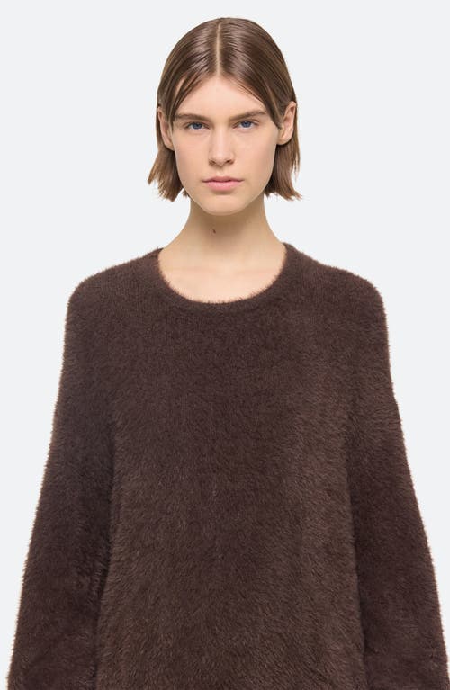Helmut Lang Apex Oversize Eyelash Crewneck Sweater In Espresso