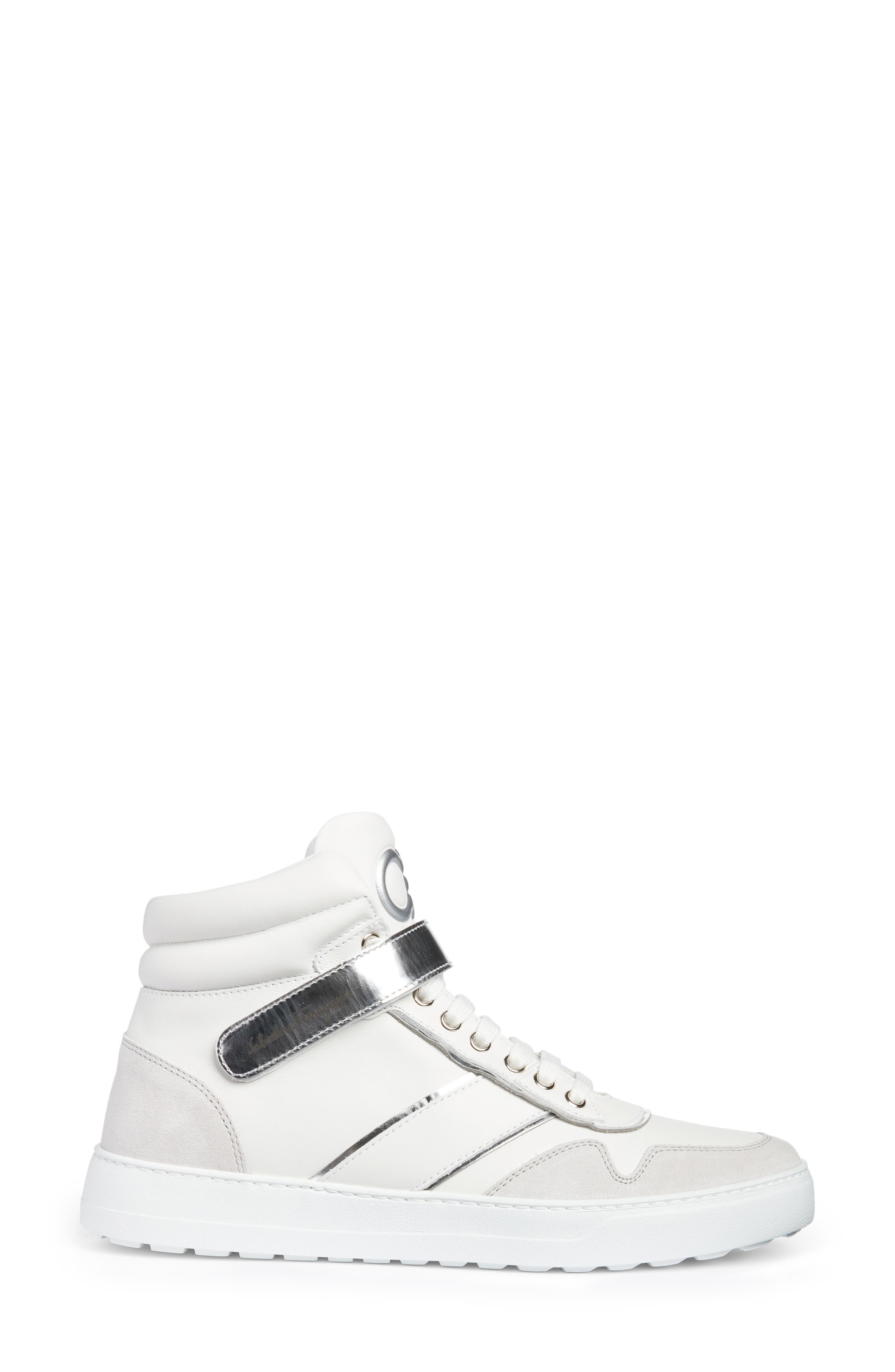 Salvatore Ferragamo Noe High Top Sneaker, Alternate, color, NIKEL