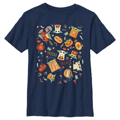Boy's Star Wars The Mandalorian Halloween Candy Collage  Graphic T-Shirt