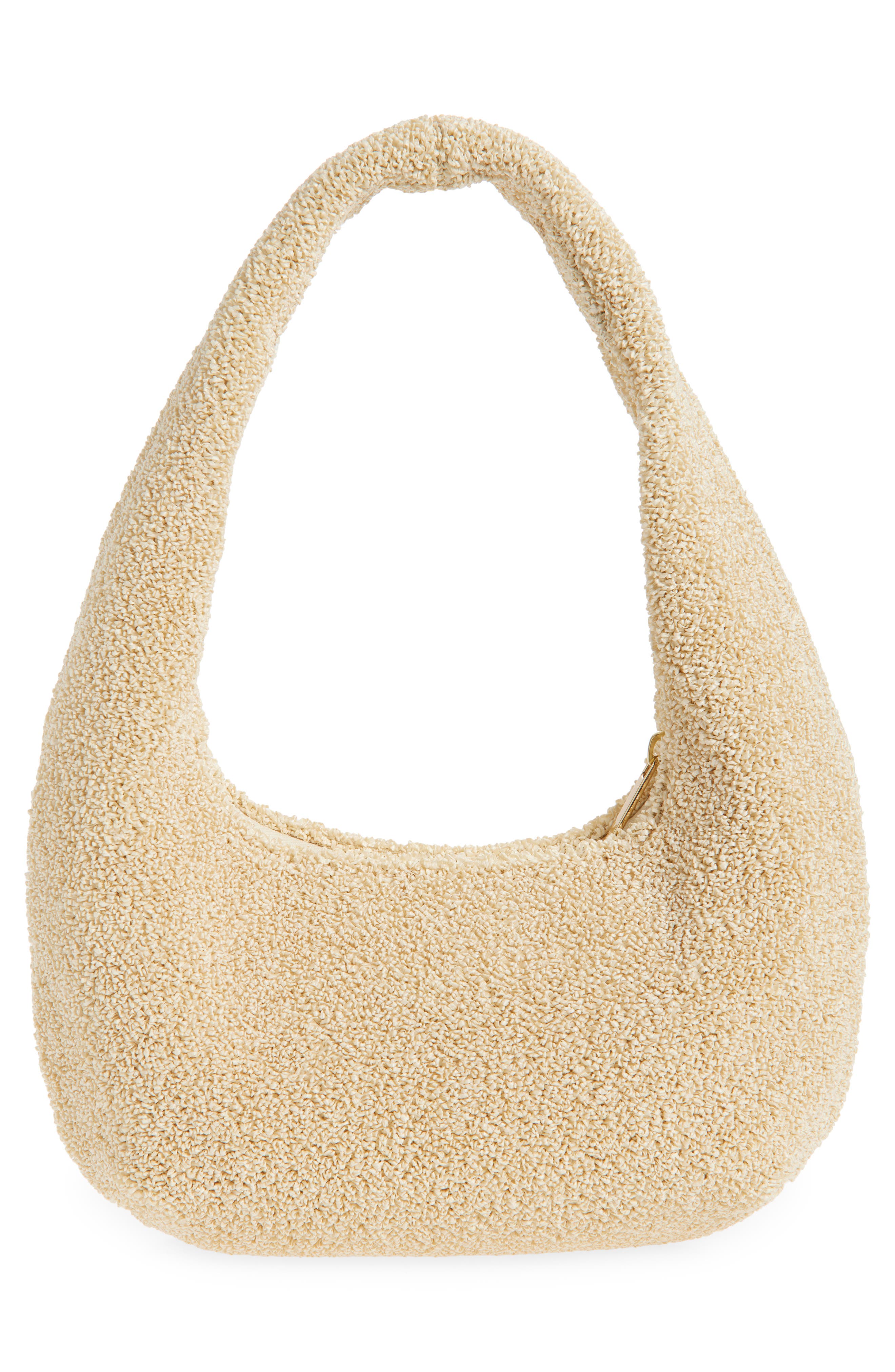 Mansur Gavriel Mini Gnocchi Faux Shearling Hobo Bag, Alternate, color, Jasmine