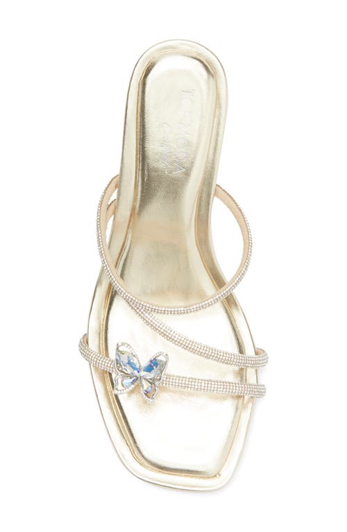 Top Guy Shoes Vero Crystal Butterfly Sandal In Gold Met
