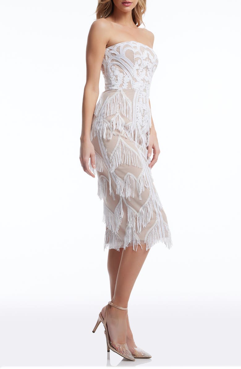 Dress the Population Viviana Sequin Strapless Sheath Dress, Alternate, color, White-Nude