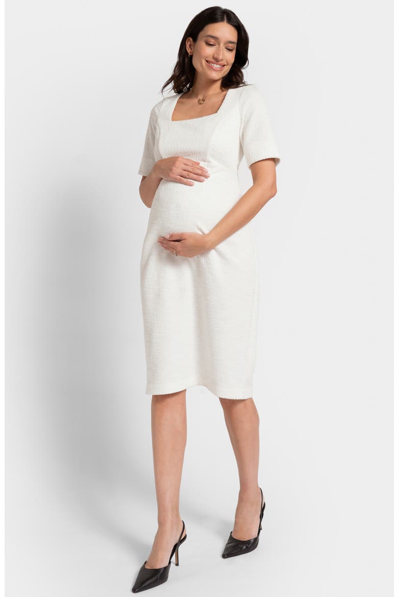 Tweed Maternity Dress, Alternate, color, ECRU