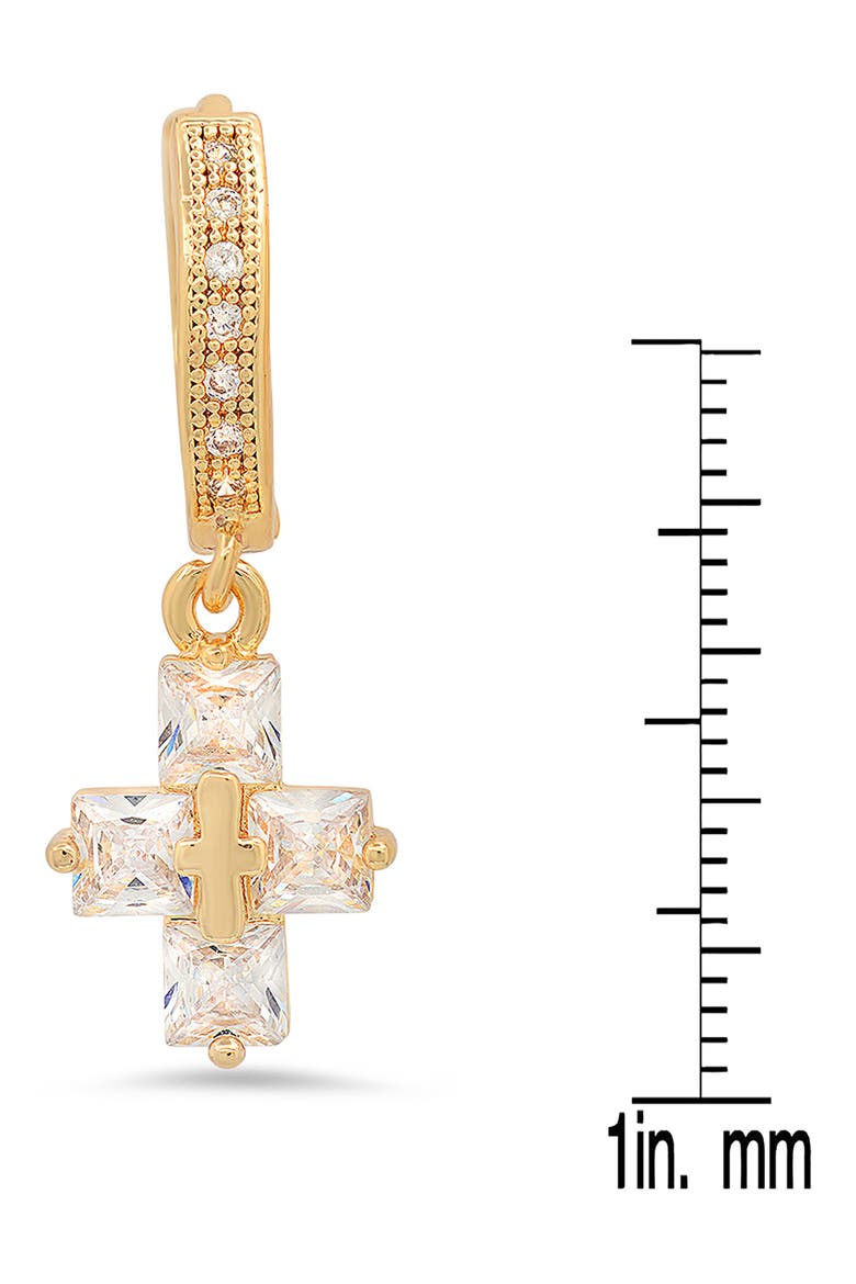 18K Gold Plated Crystal Cross Hoop Earrings, Alternate, color, YELLOW