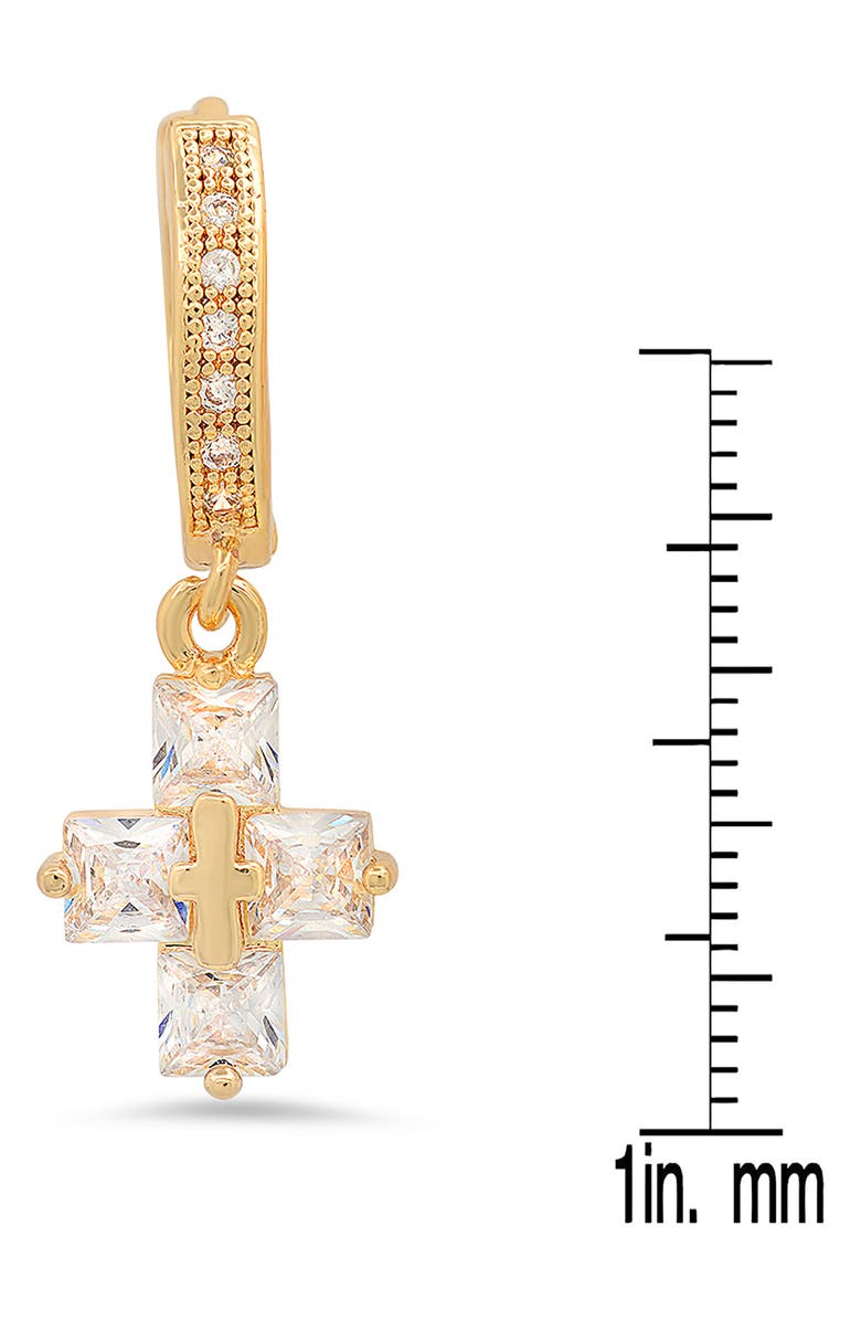 HMY JEWELRY 18K Gold Plated Crystal Cross Hoop Earrings, Alternate, color, 