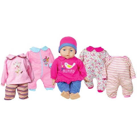 18 Inch Talking Baby Doll Set, Pink & Blue I Love You Mummy Shirt