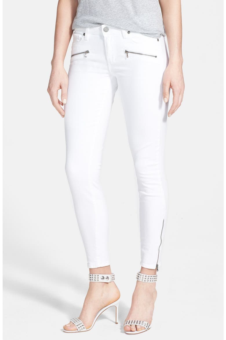 Denim 'Jane' Zip Detail Ultra Skinny Jeans, Main, color, OPTIC WHITE