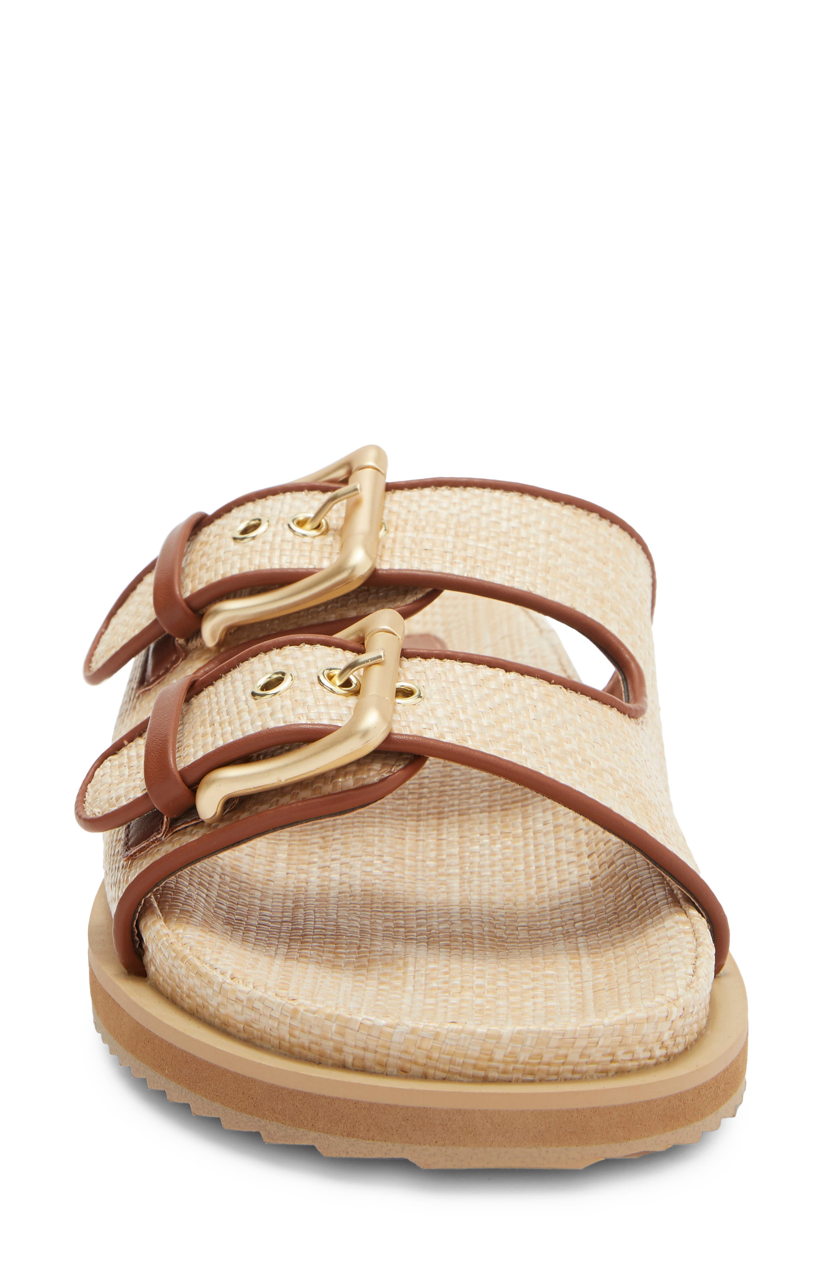 Tenzin Slide Sandal, Alternate, color, NATURAL RAFFIA