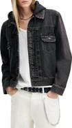 AllSaints Spirit Denim Jacket with Removable Jersey Hood