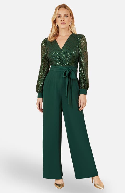 Sequin Wrap Over Jumpsuit