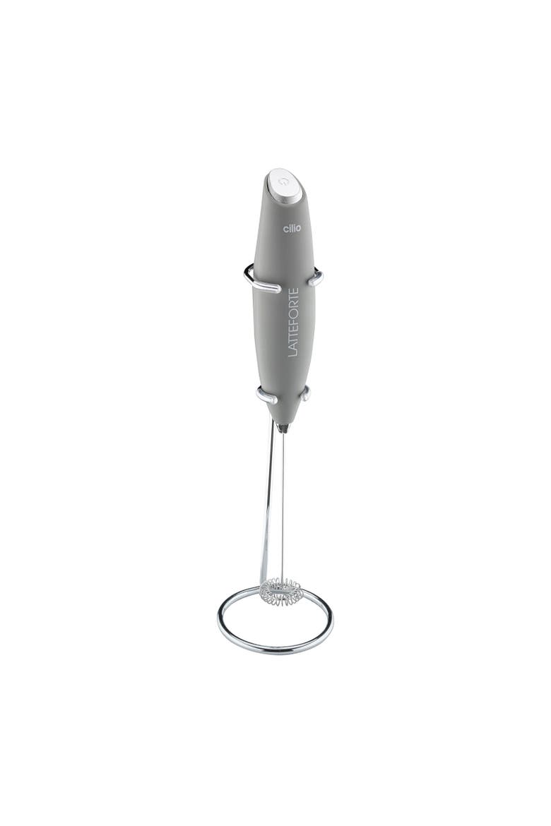 Latteforte Battery Powered Milk Frother with Stainless Steel Stand, Alternate, color, Gray