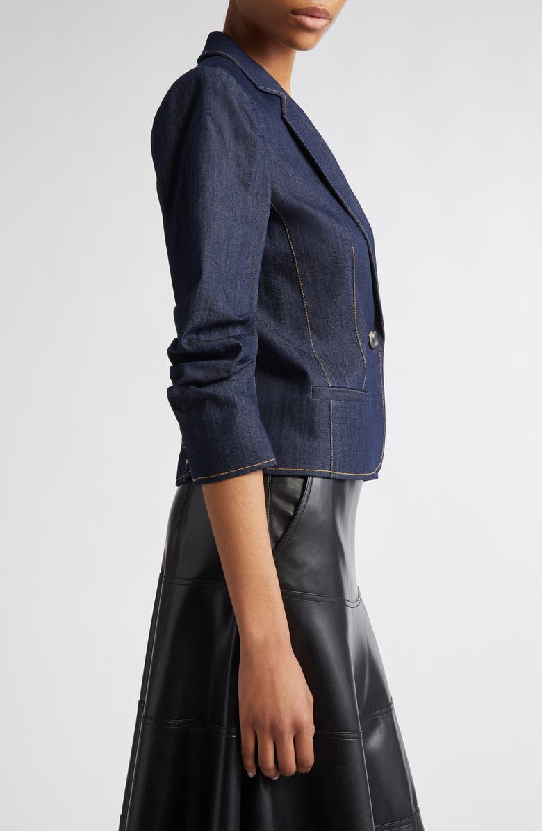 Cinq à Sept Khloe Crop Denim Blazer, Alternate, color, Indigo